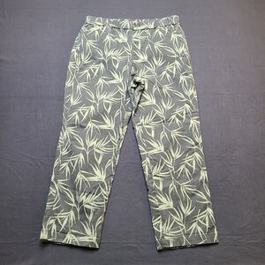 LANDS'END Womens Mid Rise Green Leaf Print Size 8 Straight‎ Pants